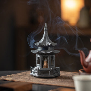 Zensoullab Creative Ceramic Hexagonal Pavilion Tower Incense Burner Home Indoor Incense Burner Zen Tea Room Incense Box Decoration the Machine of Incensing