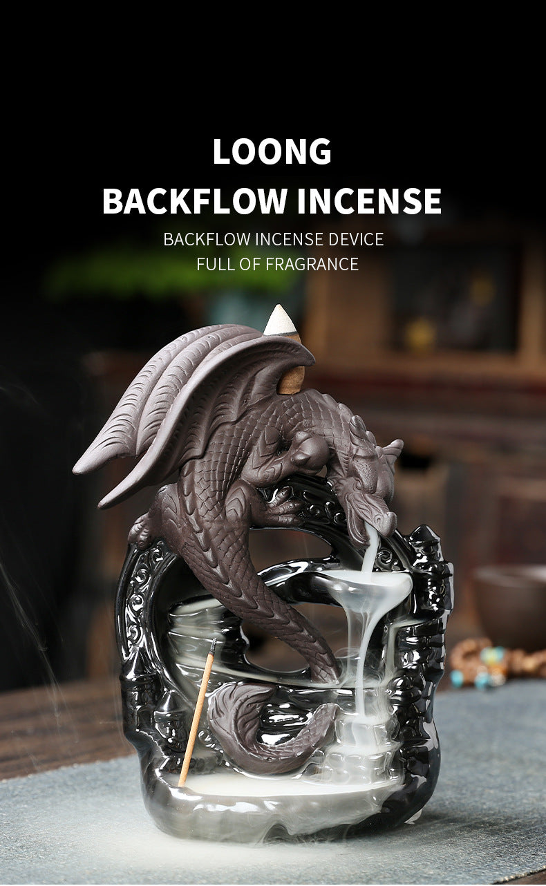 Original European Style Pterosaur Sandalwood Backflow Incense Burner Creative Black Pterosaur Waterfall Backflow Incense Burner Ornament