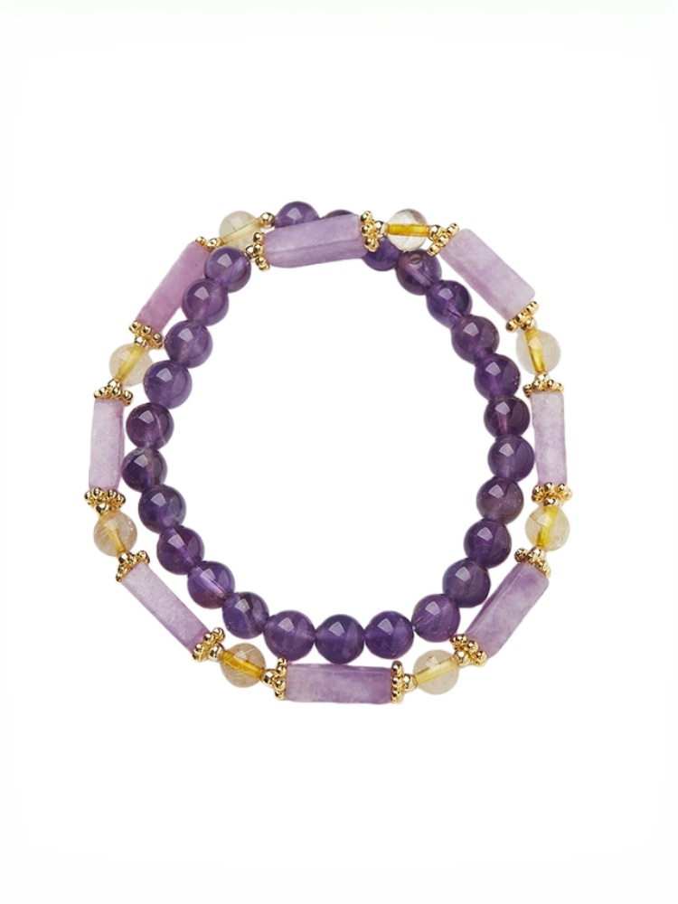 zensoullab Natural Amethyst Bracelet for Women Violet Purple Jade Double Layer Bracelet Purple Crystal Gemstone High-end Bracelet
