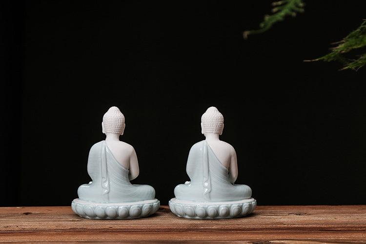 zensoullab Premium Dehua Ceramic Chinese Handmade Buddha Shakyamuni Amitabha Buddha Hall Home Entrance Decoration