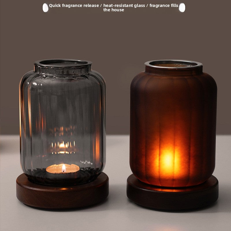 zensoullab Home Beauty Salon Glass Candle Holder Calming Aromatherapy Lamp Sandalwood Agarwood Incense Powder Incense Burner Chinese Style Candle Agarwood Lamp