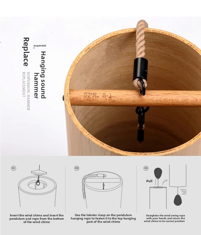 zensoullab Lu Ruzhu Bamboo Wind Chime Chord Japanese Retro Bell Yoga Balcony Outdoor Four Seasons Healing Home Decoration Pendant