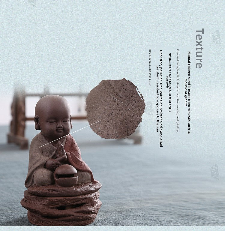 zensoullab Yunshang Ceramic Incense Burner Reciting Little Monk Color Sand Incense Burner Agarwood Sandalwood Incense Burner Ornament