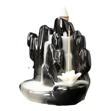 zensoullab Alpine Water Flow Backflow Lotus Incense Holder Incense Stand Backflow Incense Burner Creative Waterfall Backflow Aromatherapy Burner Ornament
