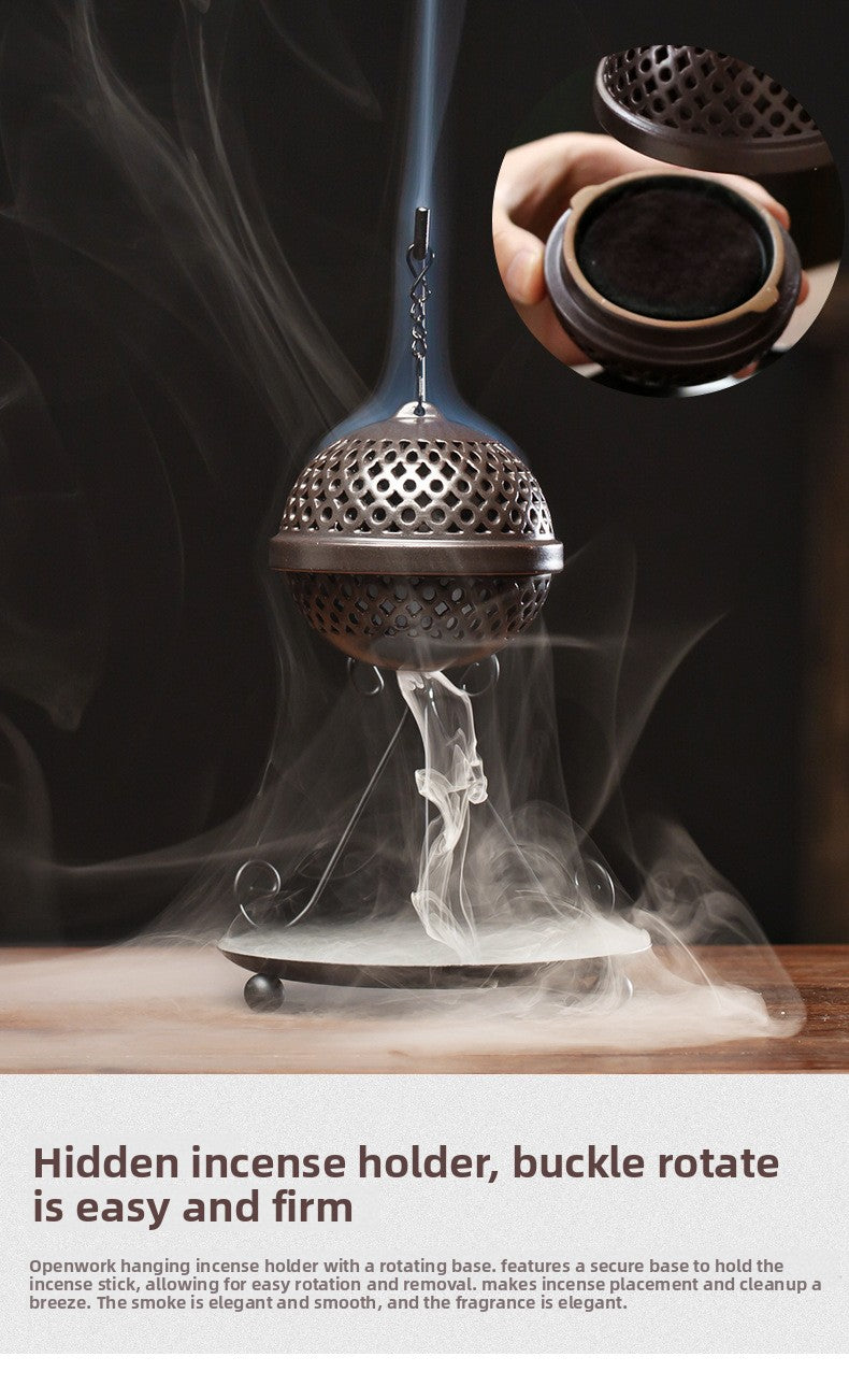 zensoullab Zen Hollow Backflow Incense Burner Aromatherapy Ball Hanging Burner Home Tea Ceremony Indoor Hanging Incense Holder Creative Ornament