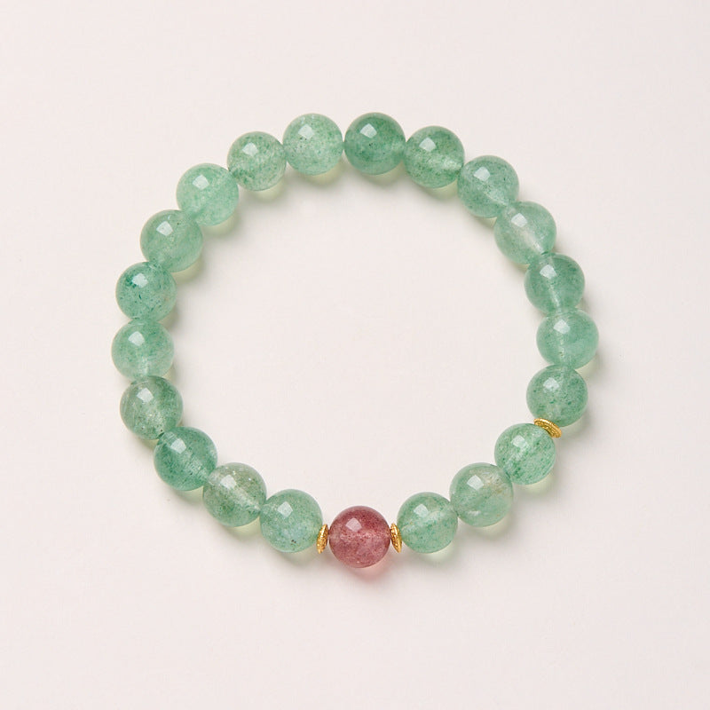 zensoullab Fresh Natural Green Strawberry Crystal Bracelet Good Luck Bead Single Circle Crystal Bracelet