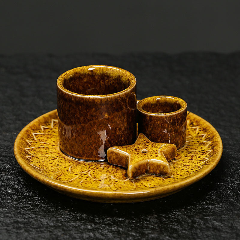 Ceramic Aromatherapy Candle Holder Aromatherapy Burner Simple Nordic Style Candle Cup Atmosphere Decoration Sage Holy Wood Plate