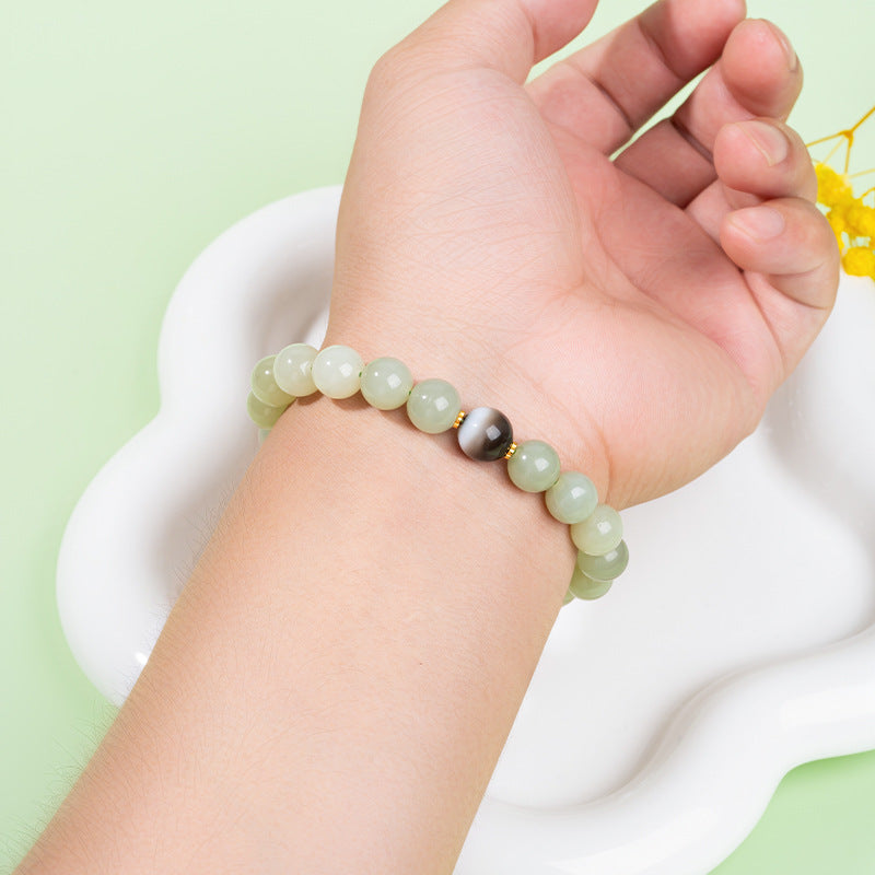 Zensoullab Natural Xinjiang Hetian Jade ICE CLEAR White Bracelet Female National Style Niche Bracelet