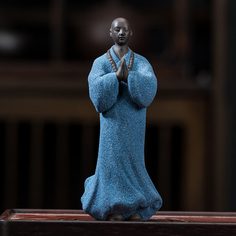 zensoullab Zen Character Ceramic Little Monk Tea Pet Desktop Tea Set Ornament Premium Purple Clay Little Monk Creative Home Decoration