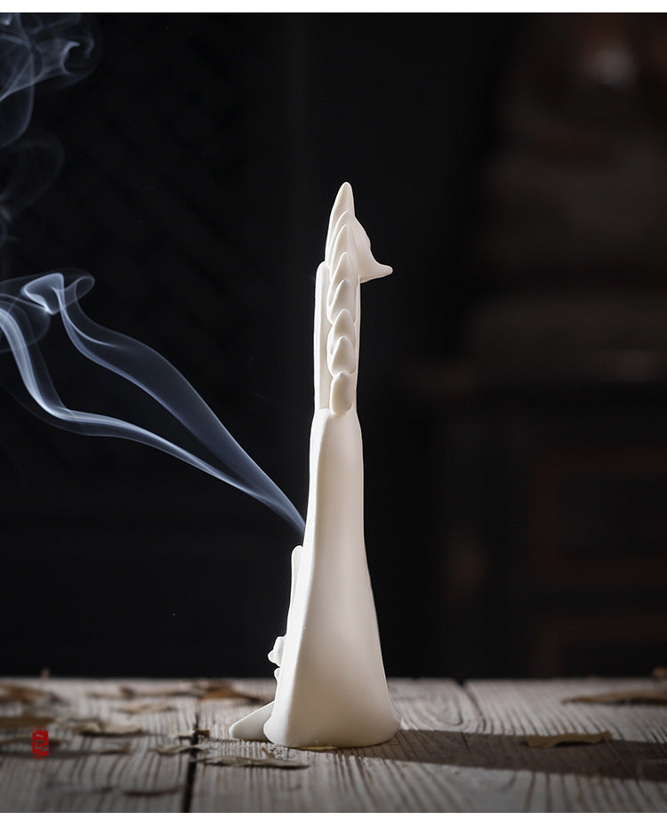 zensoullab Dehua White Porcelain Buddha Zen Chinese Style Ceramic Ornament Creative Modern Office Desk Entrance Feng Shui Incense Burner