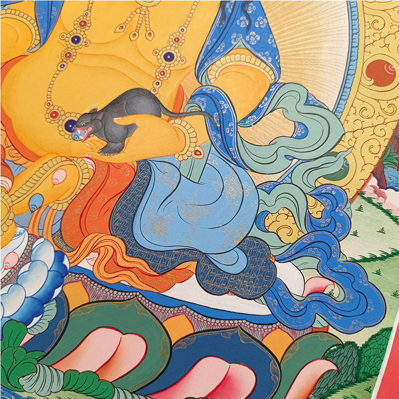 zensoullab Nepal Hand-painted Yellow God of Wealth Thangka Green Tara Vajrasattva Medicine Buddha Buddha Statue Entrance Living Room Decorative Hanging Painting
