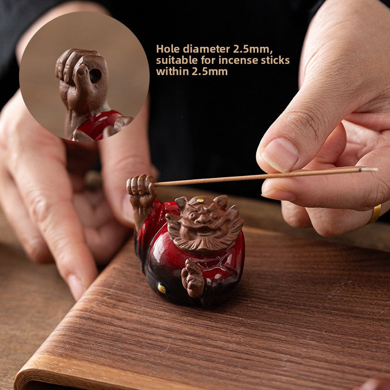 zensoullab Zhongkui Incense Holder Mini Creative Purple Clay Kiln Change Travel Aromatherapy Zhongkui Ornament Blessing Gift Incense Ceremony Gift Box Incense Burner