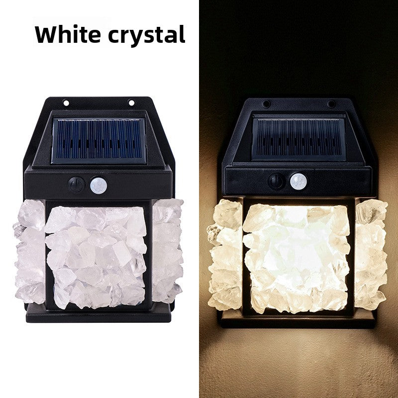 zensoullab Natural Crystal Raw Stone Solar Wall Light Outdoor Courtyard Waterproof Sensor Lighting Household Night Light