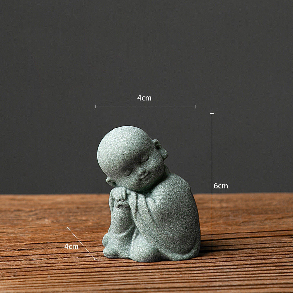 zensoullab New Chinese Zen Style Little Monk Tea Pet Small Buddha Statue Ornament Little Novice Fish Tank Landscaping Potted Plant Decoration Display