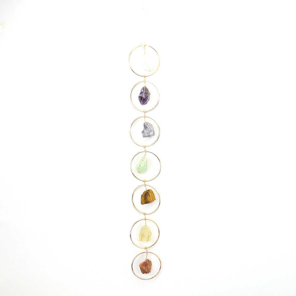 zensoullab Natural Crystal Raw Stone Wind Chime Handmade Pendant Gemstone Wind Chime Hanging Ornament Crystal Window Home Garden Decoration