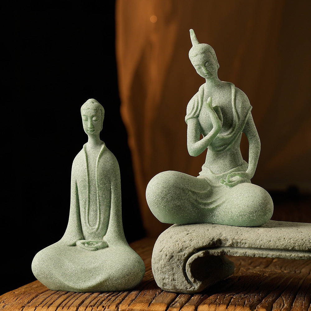 zensoullab Large Desktop Chinese Style Buddha Figurine Micro Landscape Fish Tank Landscaping Rockery Gardening Desktop Ornament Tea Pet Incense Decoration