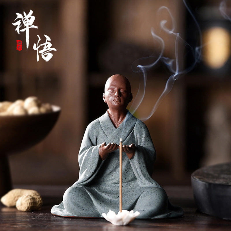 zensoullab Zen Ceramic Little Monk Desktop Decoration New Chinese Style Living Room Entrance Figure Soft Decoration Tea Table Tea Pet Premium Ornament