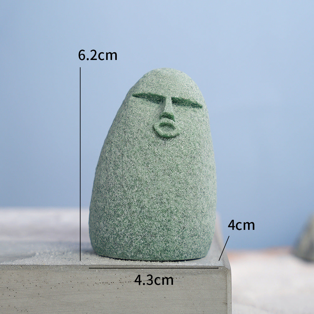 zensoullab Green Sandstone Micro Landscape Water Flow Fish Tank Ornament Bonsai Creative Personalized Craft Desktop Figurine Decoration