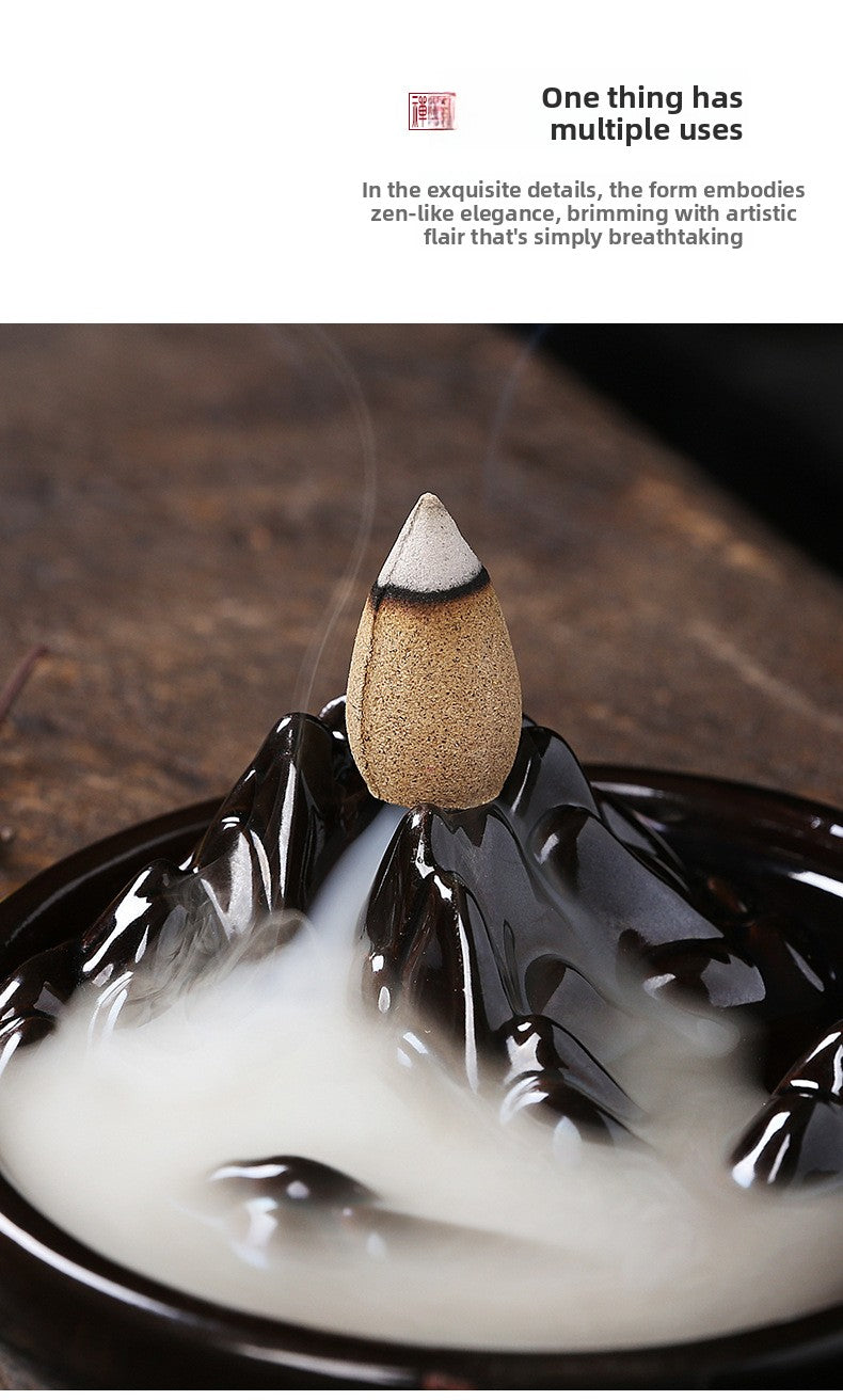 zensoullab Ceramic Mountain Water Backflow Incense Burner Creative Backflow Incense Burner Ornament