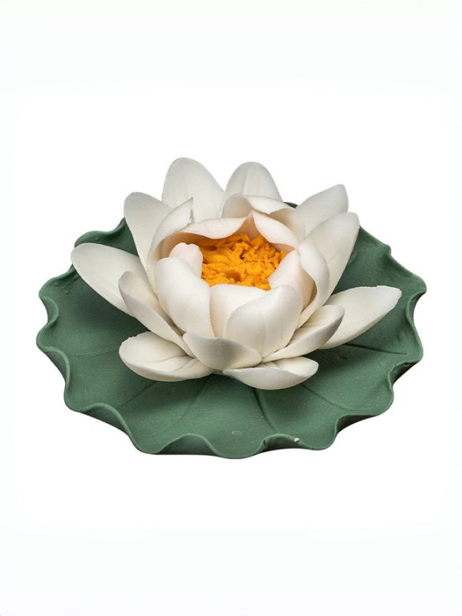 zensoullab Creative Ceramic Lotus Incense Holder Ornament Tea Pet Handmade Artificial Flower Home Small Incense Burner Incense Burner Agarwood Holder