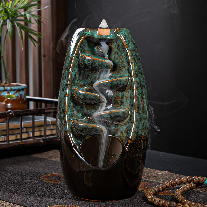 zensoullab Backflow Incense Burner Left and Right Fengyuan Kiln Change Antique Incense Large Home Creative Ornament Home Decor