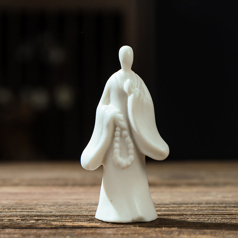 zensoullab Mini Fingertip Monk Ceramic Small Buddha Ornament White Porcelain Formless Buddha Micro Landscape Fish Tank Decoration Desktop Decoration