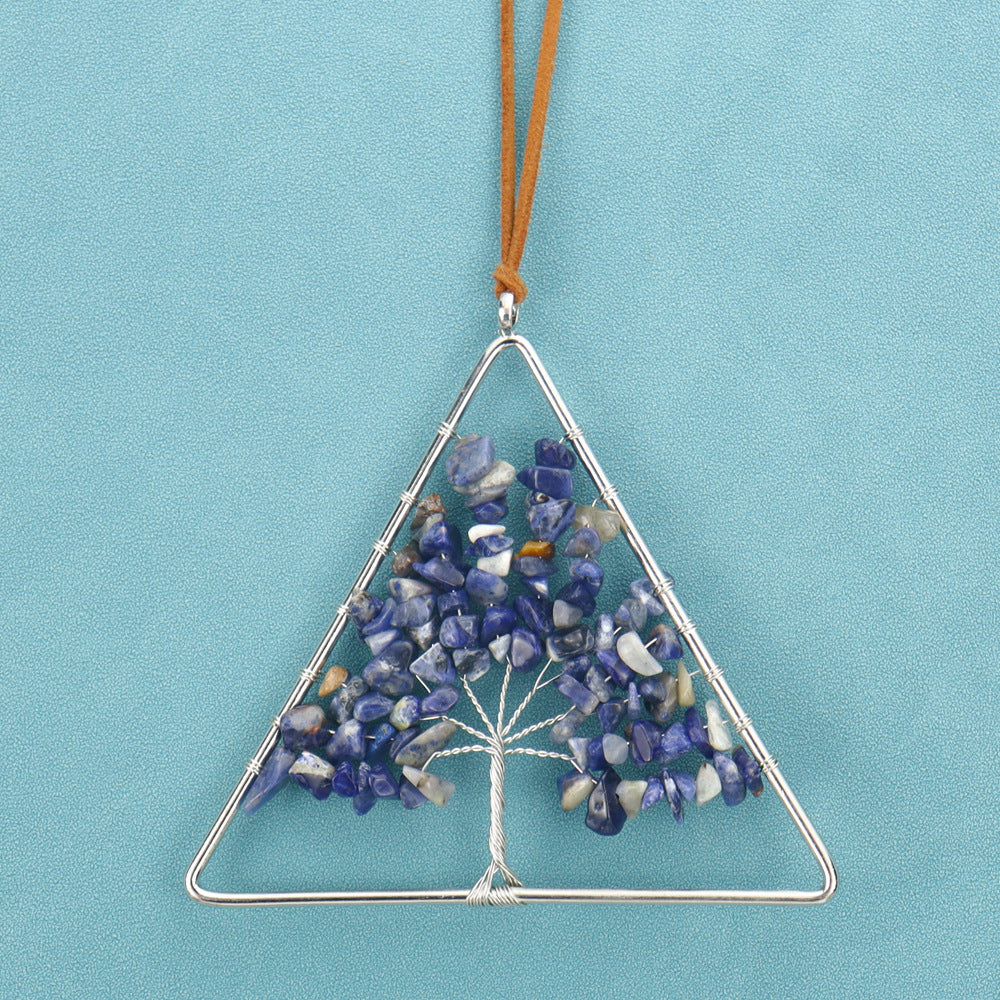 zensoullab Natural Raw Crystal Stone Gravel Christmas Tree Triangle Hanging Holiday Home Decoration
