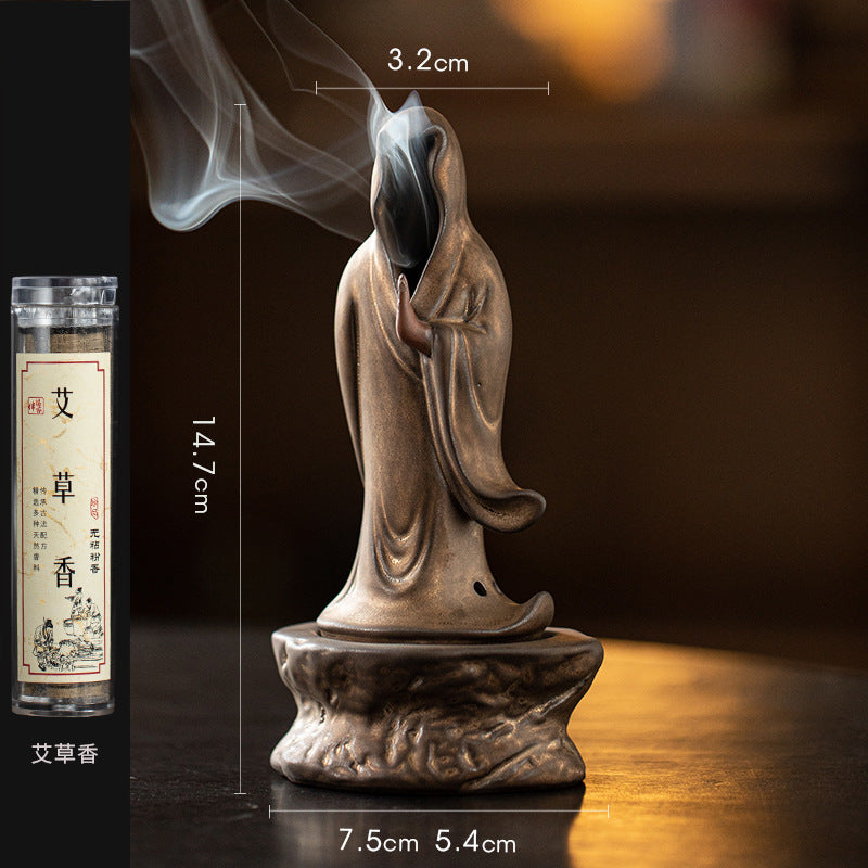 zensoullab Zen Style Formless Mini Incense Burner for Home Indoor Small Disc Incense Burner Tea Room Desktop Antique Incense Burner Small Ornament