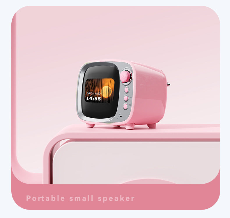 zensoullabAi Smart APP Screen Bluetooth Speaker Creative Retro TV Style Small Speaker Subwoofer Alarm Clock White Noise