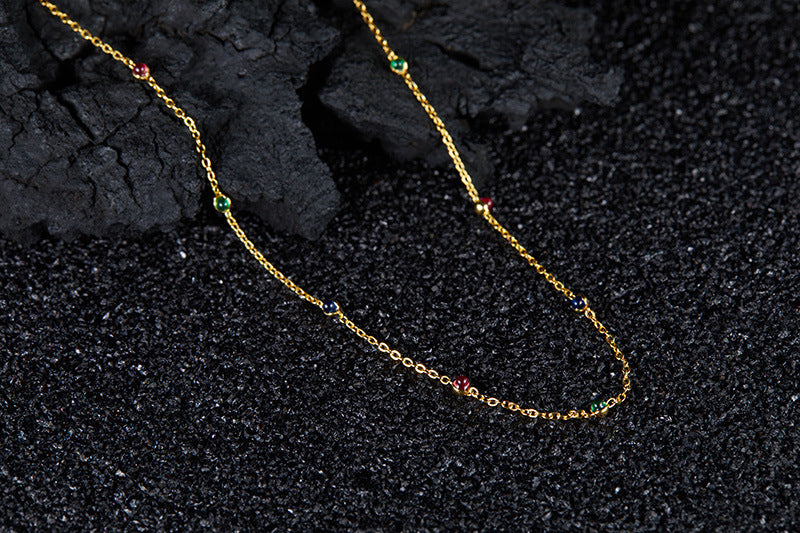 zensoullab Three-Color Natural Steel Jade Dopamine Necklace S925 Sterling Silver Starry Sky Clavicle Chain