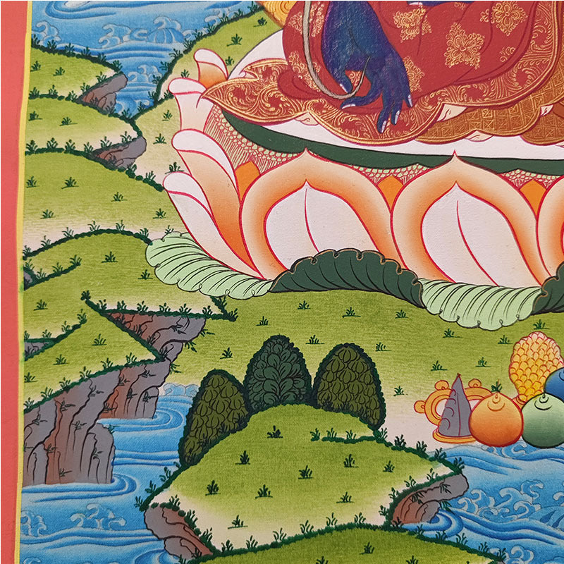 zensoullab Nepal Hand-painted Medicine Buddha Thangka Yellow God of Wealth Manjushri Four-armed Guanyin White Tara Green Tara Entrance Wall Hanging Painting
