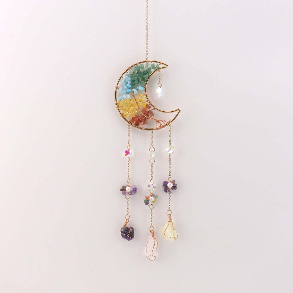 zensoullab Crystal Pendant Metal Moon Sun Catcher Outdoor Window Hanging Decoration Craft Pendant