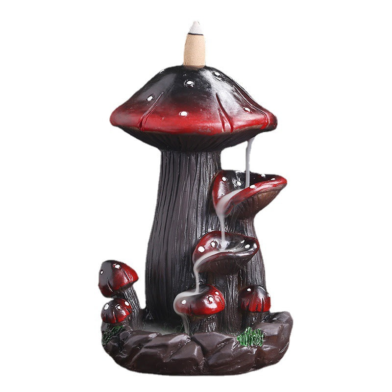 zensoullab Backflow Incense Burner Incense Holder Incense Stand Aromatherapy Creative European Style Home Craft Ornament Mushroom Resin Backflow Incense Burner