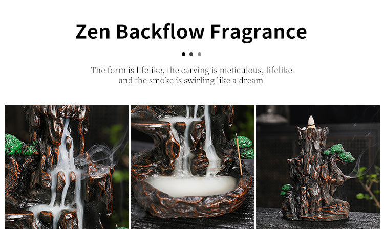 zensoullab Fake Mountain Water Flowing Wealth Ornament Home Desktop Resin Decoration Gift Housewarming Opening Living Room Wealth-Attracting Backflow Incense Burner
