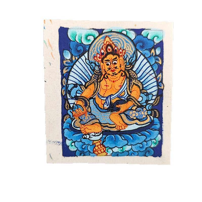 zensoullab Nepal Hand-painted Zodiac Buddha Guardian Small Thangka Portable Blue Thangka God of Wealth Green Tara Portable Necklace Pendant