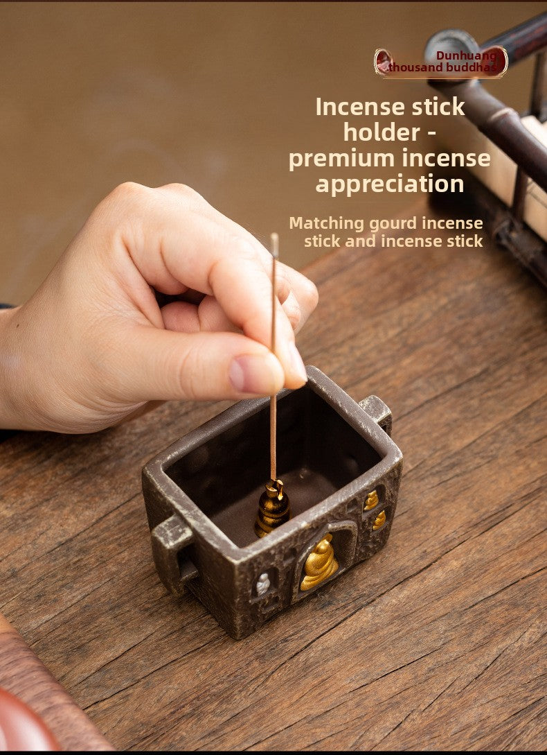 zensoullab Dunhuang Zen Buddhist Nine-Hole Incense Holder Ceramic Purple Clay Chinese Style Home Incense Tray Stand Agarwood Incense Burner Incense Burner
