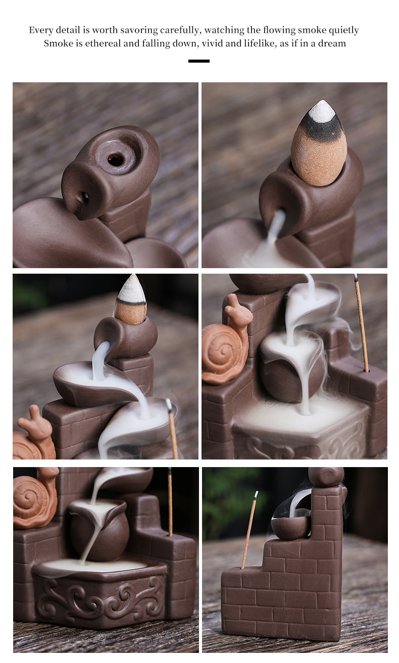 zensoullab Purple Clay Backflow Incense Burner Craft Ornament Creative Animal Sandalwood Backflow Incense Burner Home Decoration