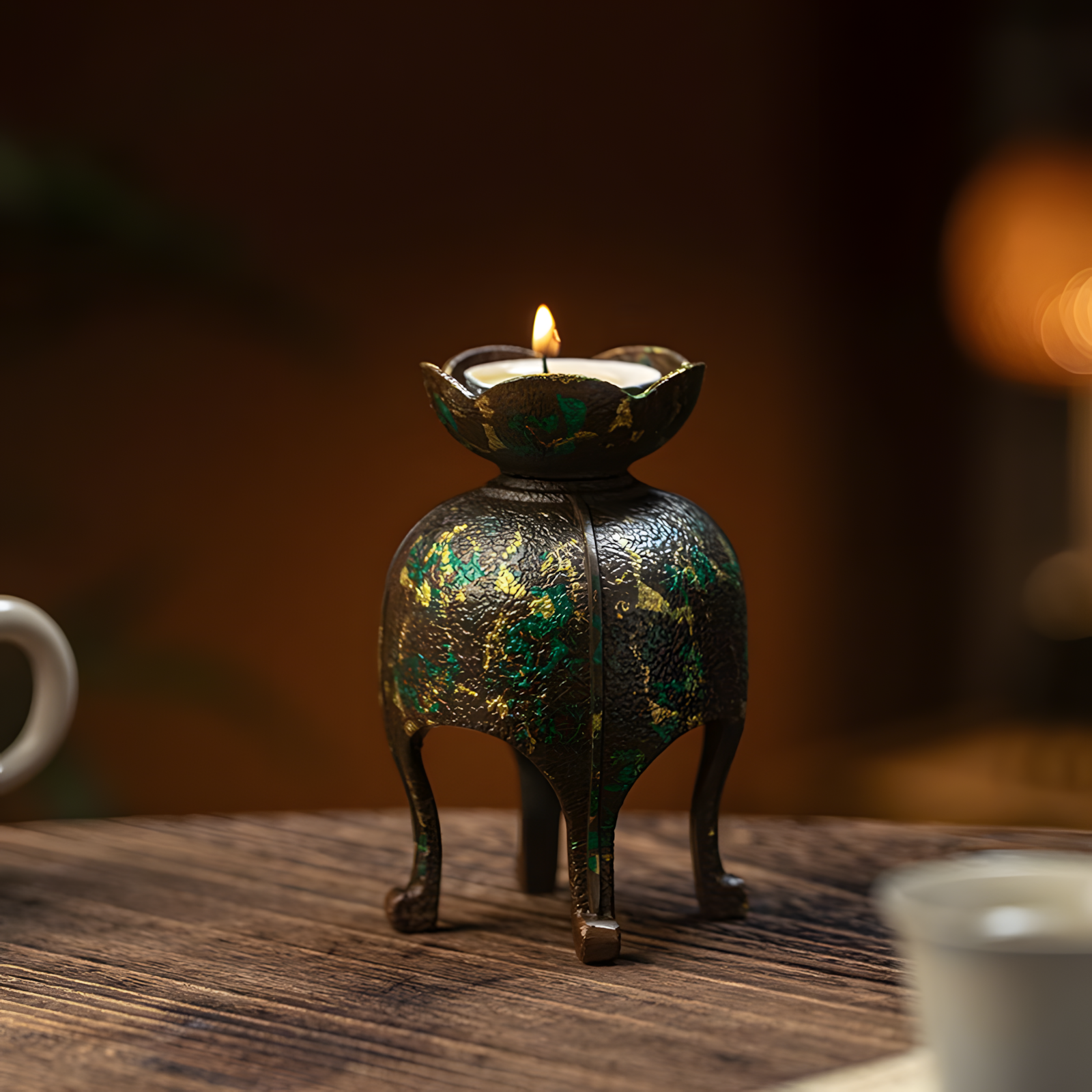 Zensoullab "Lotus Flame" Brass Candle Holder | Meditation & Mindfulness Lamp Stand