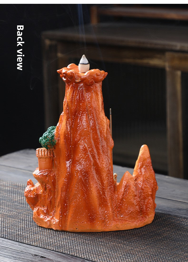 zensoullab Large Resin Backflow Incense Burner Entrance Decoration Incense Ceremony Aromatherapy Burner Fish Tank Rockery Landscape Sandalwood Burner Antique Decoration