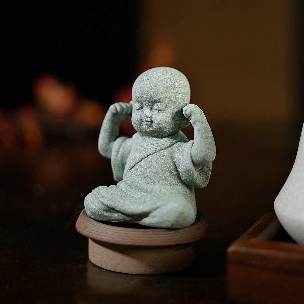 zensoullab Decorative Crafts Zen Decorations Tea Room Arrangement Landscaping Little Monk Decoration New Chinese Style Micro Landscape Arrangement Props