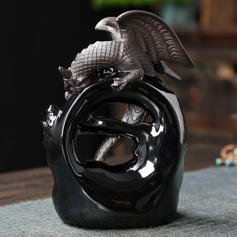 Original European Style Pterosaur Sandalwood Backflow Incense Burner Creative Black Pterosaur Waterfall Backflow Incense Burner Ornament