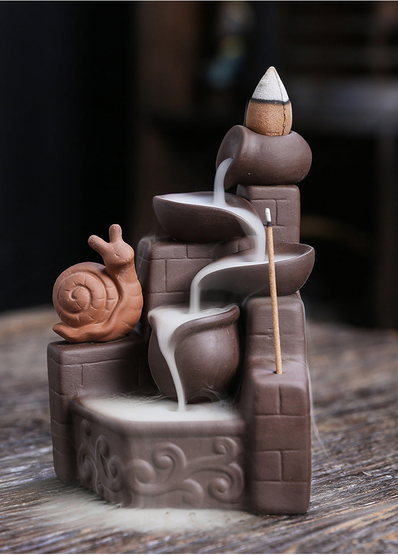 zensoullab Purple Clay Backflow Incense Burner Craft Ornament Creative Animal Sandalwood Backflow Incense Burner Home Decoration