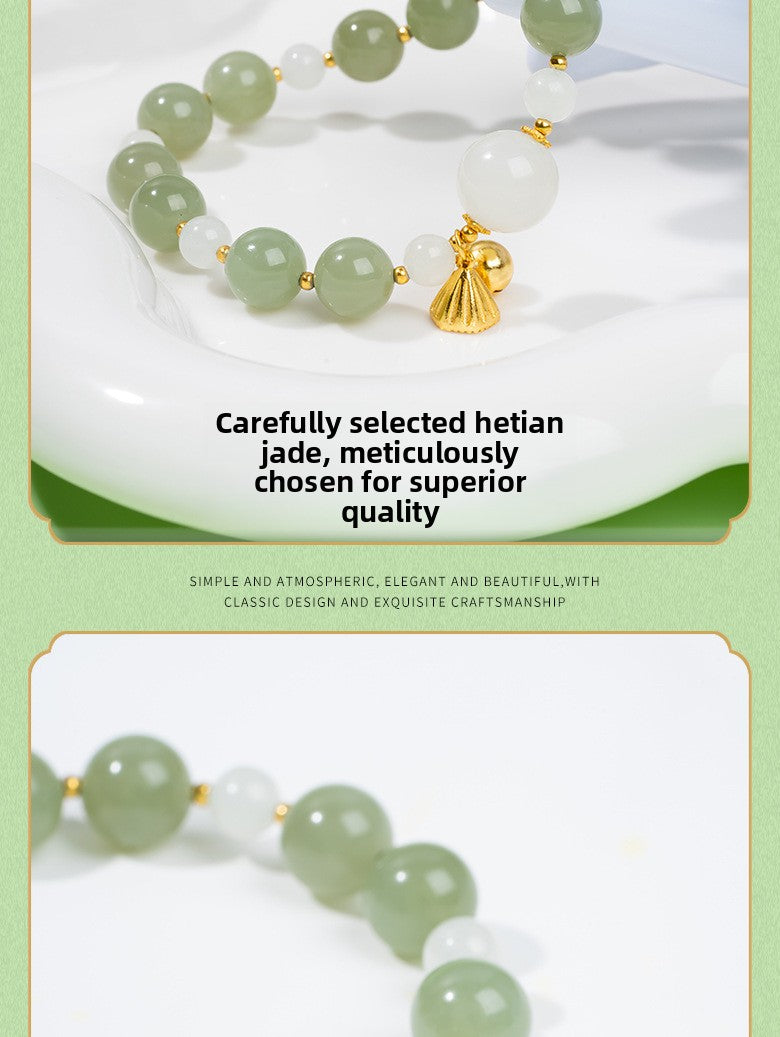 Zensoullab Natural Xinjiang Hetian Jade ICE CLEAR White Bracelet Female National Style Niche Bracelet