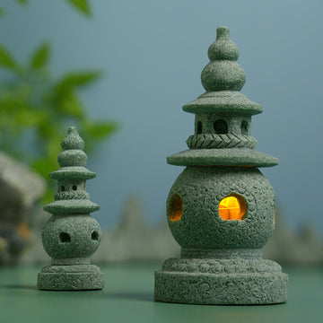 zensoullab Three Pools of Moonlight Small Stone Tower Chinese Style Palace Lantern Antique-Style Ornament Fish Tank Landscaping Micro Landscape Rockery Bonsai Small Decoration