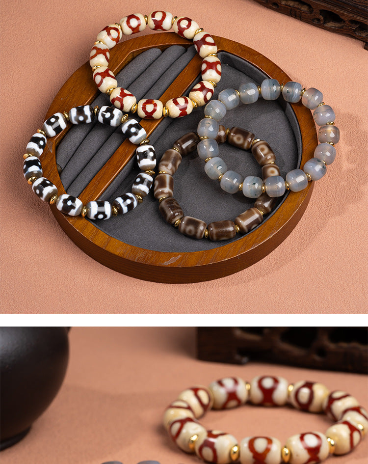 zensoullab Natural Tiger Tooth Dzi Bead Agate Bracelet Fashion Versatile High-Quality Unisex Couple Style Single Circle Bracelet In Stock
