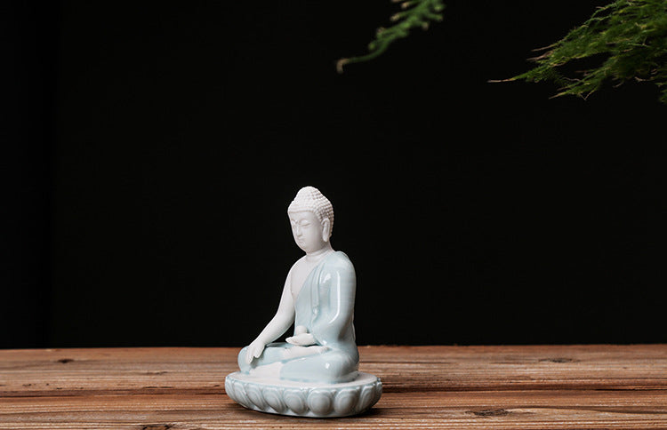 zensoullab Premium Dehua Ceramic Chinese Handmade Buddha Shakyamuni Amitabha Buddha Hall Home Entrance Decoration