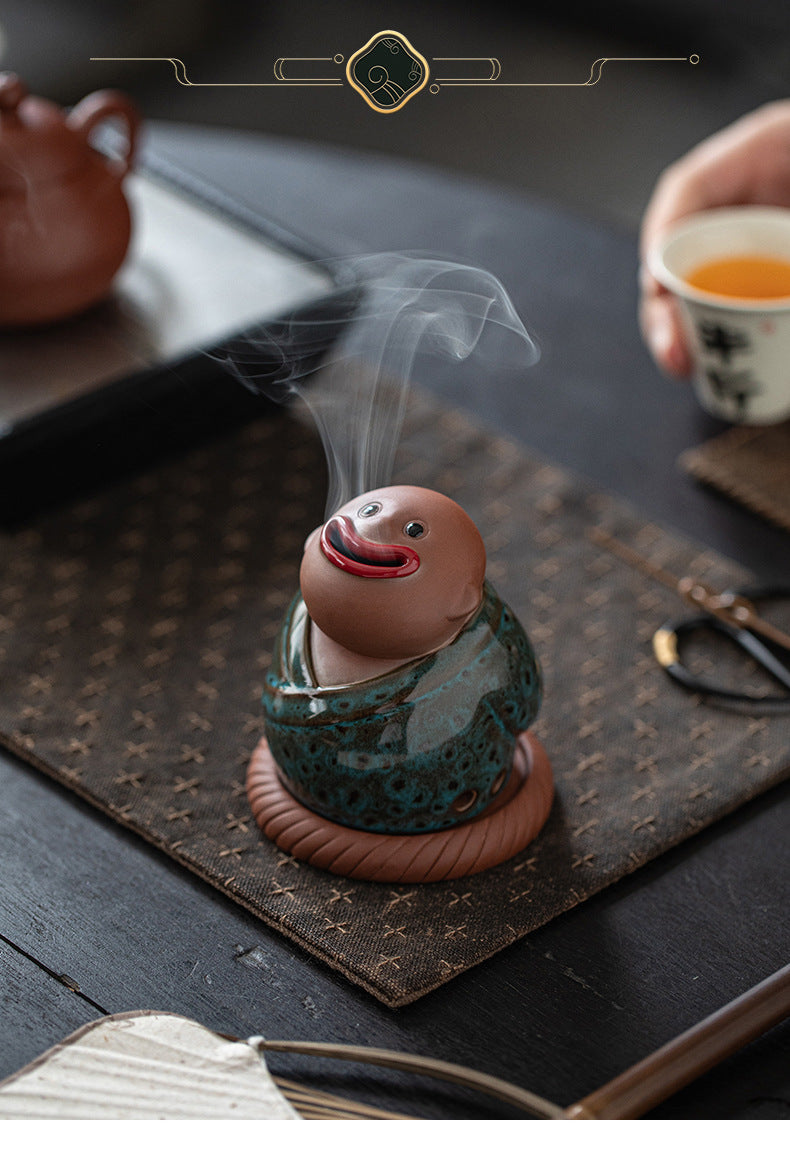 zensoullab Creative Little Monk Incense Burner Cute Aromatherapy Burner Ornament Zen Style Home Indoor Agarwood Sandalwood Incense Burner Incense Box