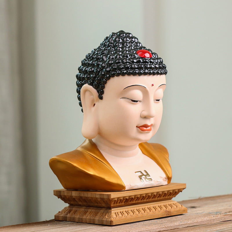 zensoullab Premium Ceramic Large Buddha Head Chinese Zen Style Buddha Statue Amitabha Buddha Tathagata Home Buddha Hall Gift Home Decoration