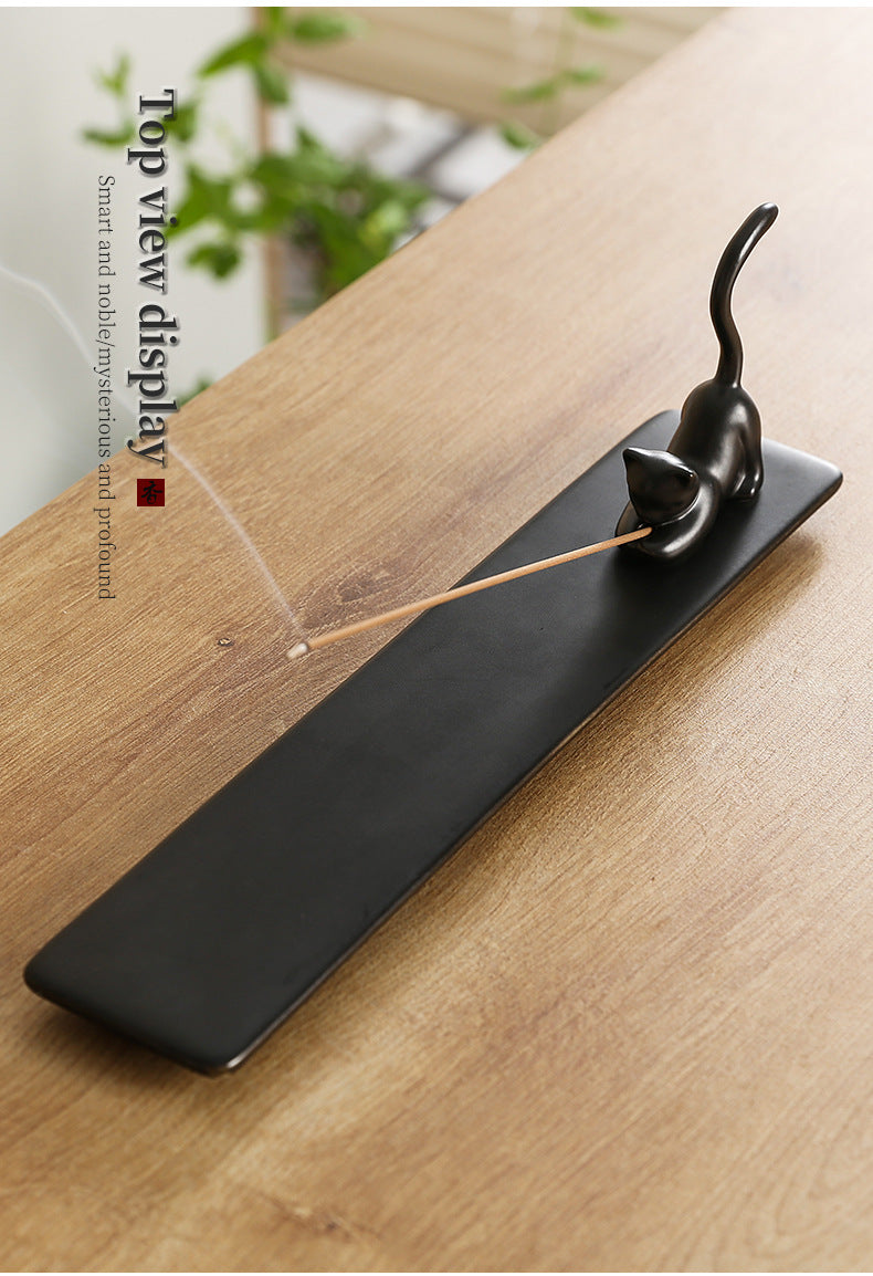 Cross-Border Ceramic Kitten Aromatherapy Burner Ornament Creative Cute Cat Home Indoor Creative Incense Holder Incense Stand Incense Tray