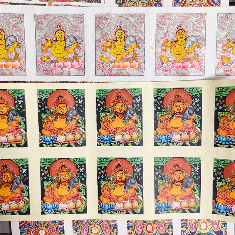 zensoullab Nepal Fine Hand-painted Yellow God of Wealth Small Thangka Painting Core Tibet Gawu Box Small Thangka Micro Thang Necklace Small Pendant